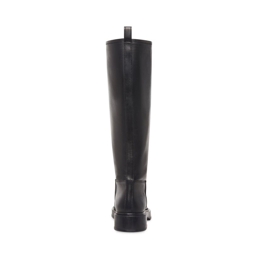 Black Steve Madden Claudia Leather Women's Knee-high Boots | PH 1029NOH